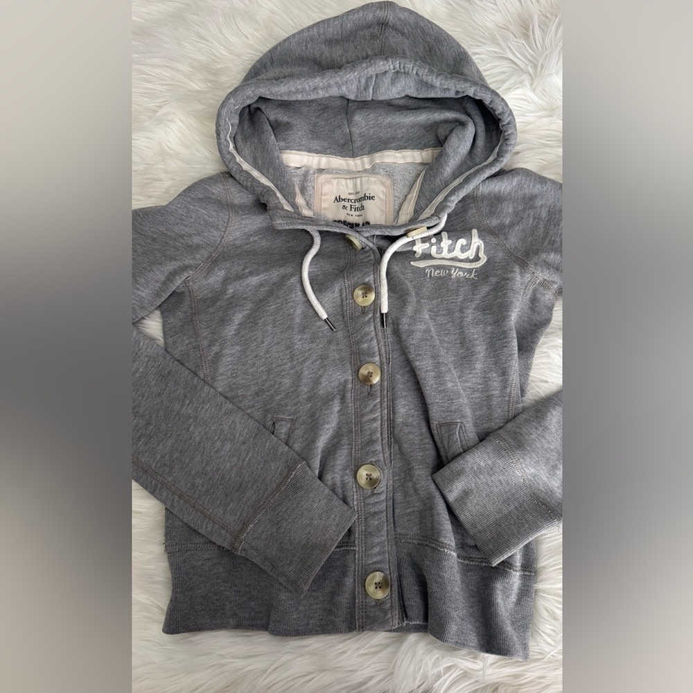 Abercrombie & Fitch Heather Gray Button-Up Hoodie Sz: M